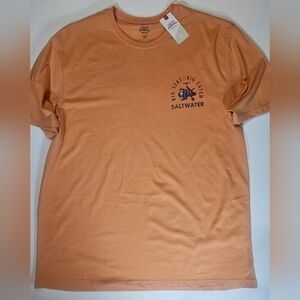 Izod Saltwater T-shirt Mens XXL Orange Blue Coastal Nautical Casual‎ Fishing Tee